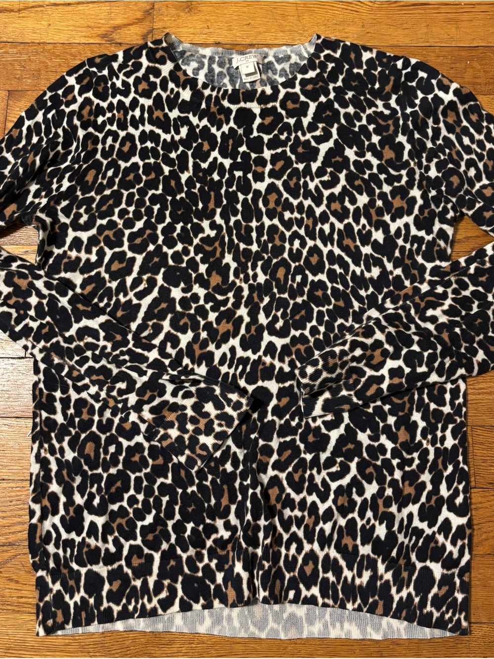 J. Crew Leopard-Print Crewneck Sweater in Brown, Black & White